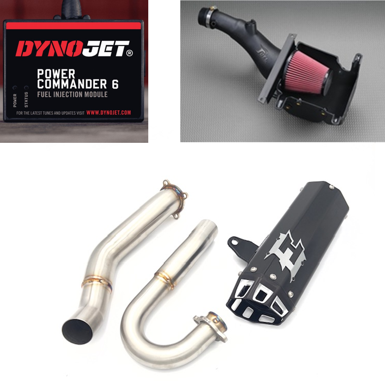 Empire Industries Step Pipe Big 3 Power Package Gen 2 – Yamaha YFZ450R / YFZ450X (2009+) Step Pipe Exhaust, Fuel Customs Intake & Dynojet Power Commander 6